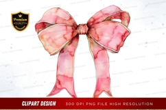 Pink watercolor bow clipart png Product Image 1