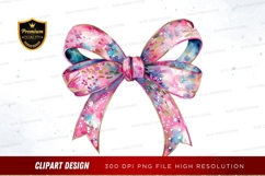 Floral pink and blue ribbon clip art Product Image 1