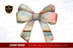 Pastel landscape ribbon bow clipart png Product Image 1