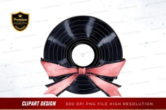 Vinyl record with bow clipart png Product Image 1