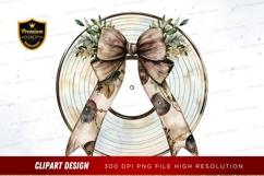 Elegant wreath with bow clipart png Product Image 1
