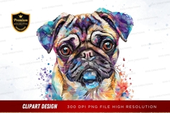 Colorful pug clipart png Product Image 1
