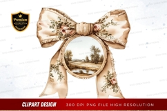 Antique landscape in a bow clipart png Product Image 1
