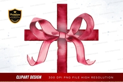 Red ribbon bow on gift box clipart png Product Image 1