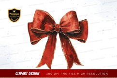 Elegant red ribbon bow clipart png Product Image 1