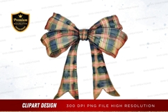Plaid ribbon bow clipart png Product Image 1