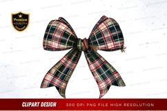 Christmas plaid bow clipart png Product Image 1