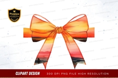 Vibrant orange ribbon bow clipart png Product Image 1