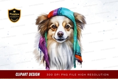 Dog with colorful headband clipart png Product Image 1