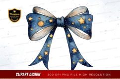 Celestial ribbon bow clipart png Product Image 1