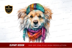 Colorful dog in winter gear clipart png Product Image 1