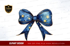 Blue bow with stars clipart png Product Image 1