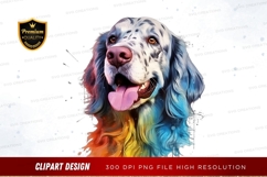 Happy dog with rainbow fur clipart png Product Image 1