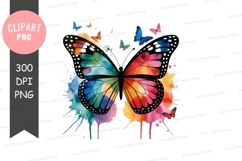 Colorful butterfly clipart png Product Image 1