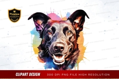 Happy dog with colorful background clipart png Product Image 1