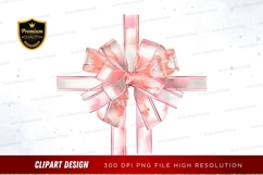 Elegant pink ribbon bow clipart png Product Image 1