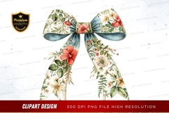 Floral pattern ribbon bow clipart png Product Image 1