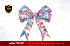 Iridescent ribbon bow clipart png Product Image 1