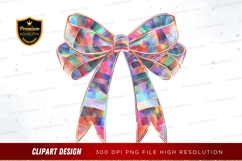 Iridescent ribbon bow clipart png Product Image 1
