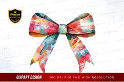 Colorful watercolor bow clipart png Product Image 1