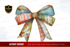 Colorful plaid bow clipart png Product Image 1