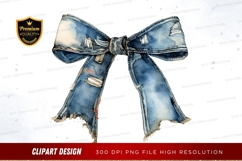 Distressed denim bow clipart png Product Image 1