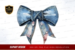 Distressed denim bow clipart png Product Image 1