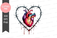 Heart with barbed wire clipart png Product Image 1