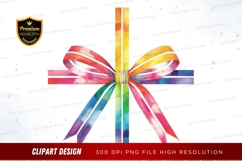 Rainbow ribbon bow clipart png Product Image 1