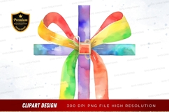 Rainbow ribbon bow clipart png Product Image 1