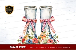 Floral rain boots clipart png Product Image 1