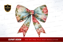 Floral patterned bow clipart png Product Image 1