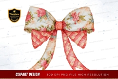 Floral patterned bow clipart png Product Image 1