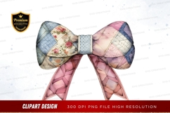 Vintage patchwork bow clipart png Product Image 1
