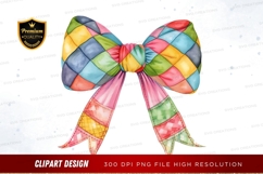 Colorful checkered bow clipart png Product Image 1