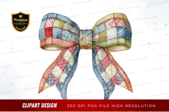 Colorful patchwork bow clipart png Product Image 1