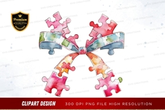 Colorful puzzle pieces bow clipart png Product Image 1