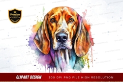 Colorful basset hound portrait clipart png Product Image 1