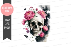 Floral skull clipart png Product Image 1