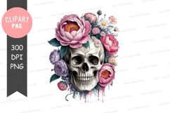 Floral skull clipart png Product Image 1