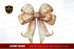 Elegant plaid ribbon bow clipart png Product Image 1