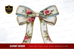 Floral ribbon bow clipart png Product Image 1