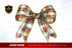 Christmas plaid bow clipart png Product Image 1