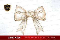 Elegant pearl and rhinestone bow clipart png Product Image 1