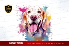 Happy dog with colorful splashes clipart png Product Image 1