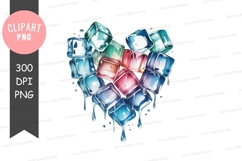 Colorful melting ice cubes in heart shape Product Image 1