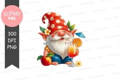 Cheerful gnome with summer drink Product Image 1