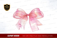 Pink ribbon bow clipart png Product Image 1