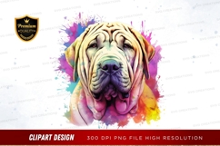 Vibrant shar-pei dog clipart png Product Image 1