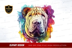 Colorful shar-pei dog clipart png Product Image 1